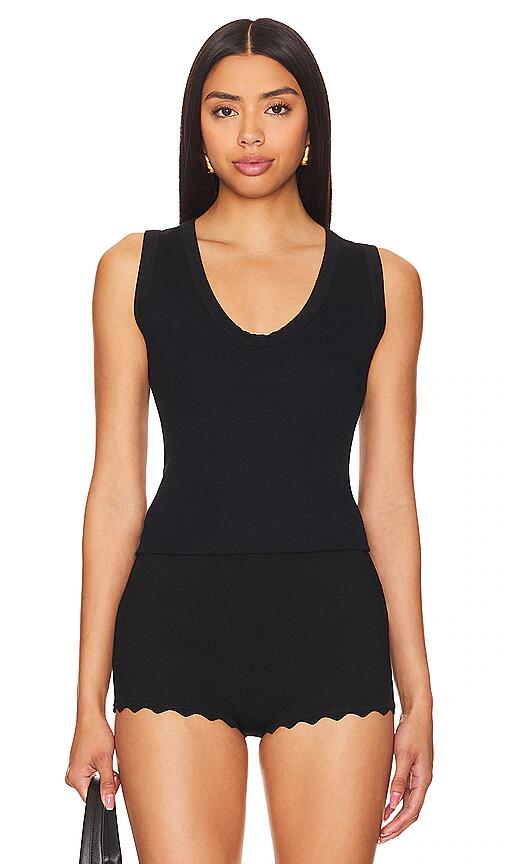 perfectwhitetee U Neck Ribbed Tank in Black Cover