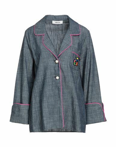 Dimora Woman Blazer Blue Cotton, Linen Cover