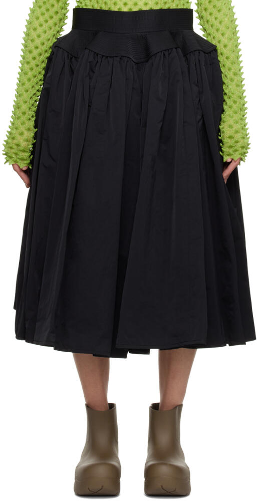 Bottega Veneta Black Gathered Midi Skirt Cover