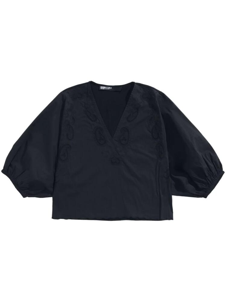 Bimba y Lola embroidered V-neck blouse - Black Cover