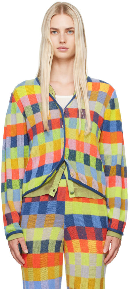 The Elder Statesman Multicolor Check Cardigan Cover