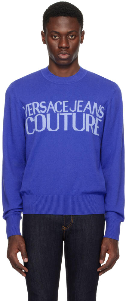 Versace Jeans Couture Blue Intarsia Sweater Cover