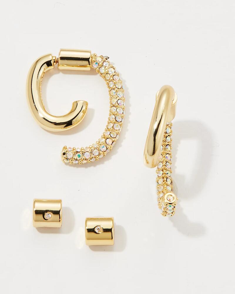 DEMARSON Mini Pave Luna Crystal Earrings in Shiny Gold Cover