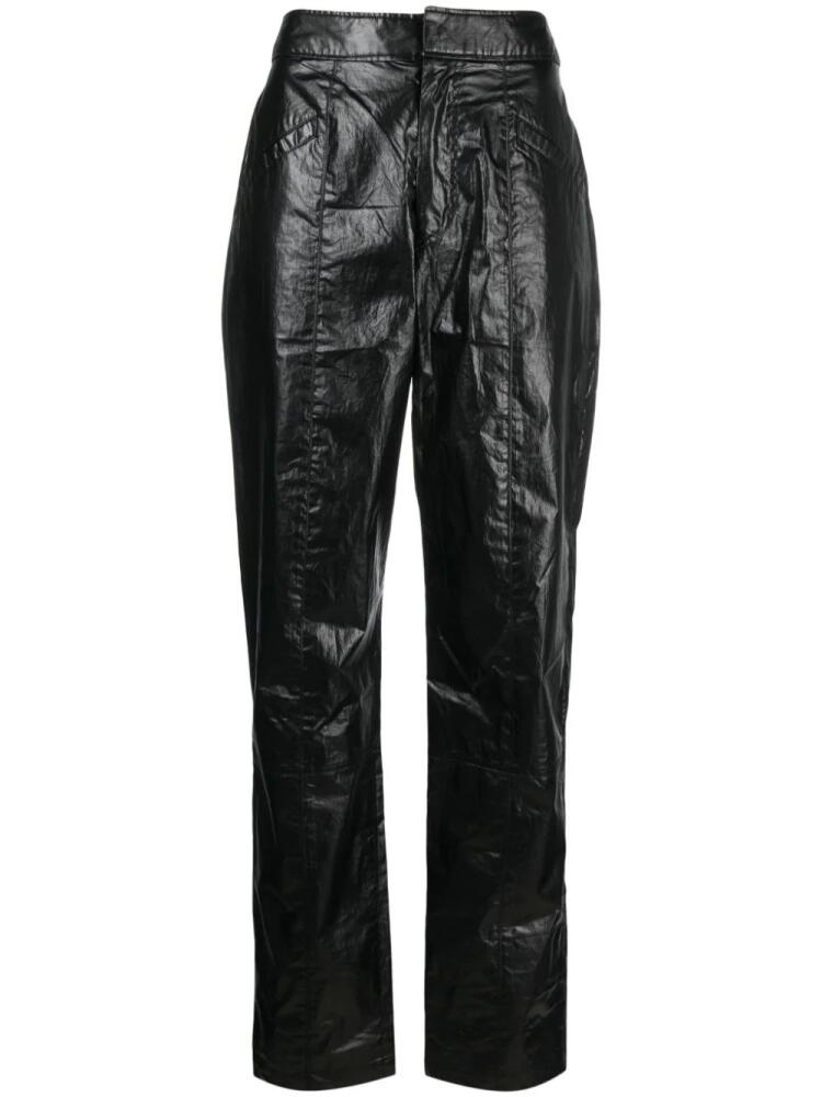 ISABEL MARANT metallic-effect straight-leg trousers - Black Cover