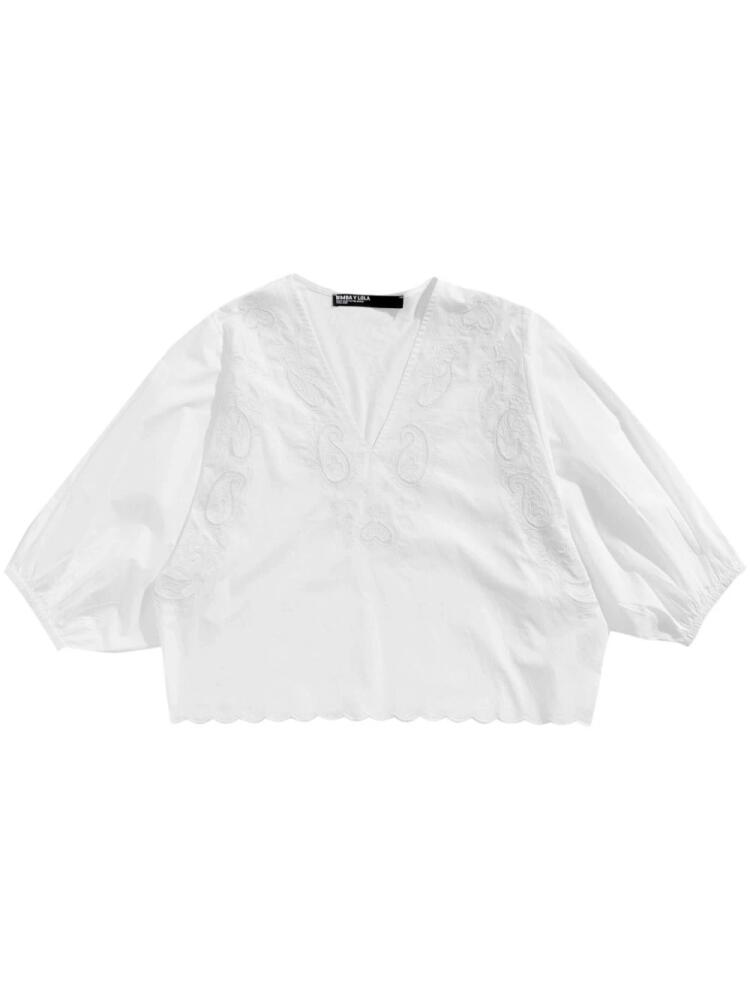 Bimba y Lola embroidered V-neck blouse - White Cover