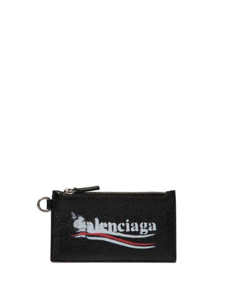 Balenciaga logo-print cardholder keyring - Black Cover