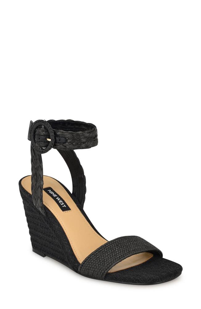 Nine West Nerisa Ankle Strap Espadrille Wedge Sandal in Black Cover