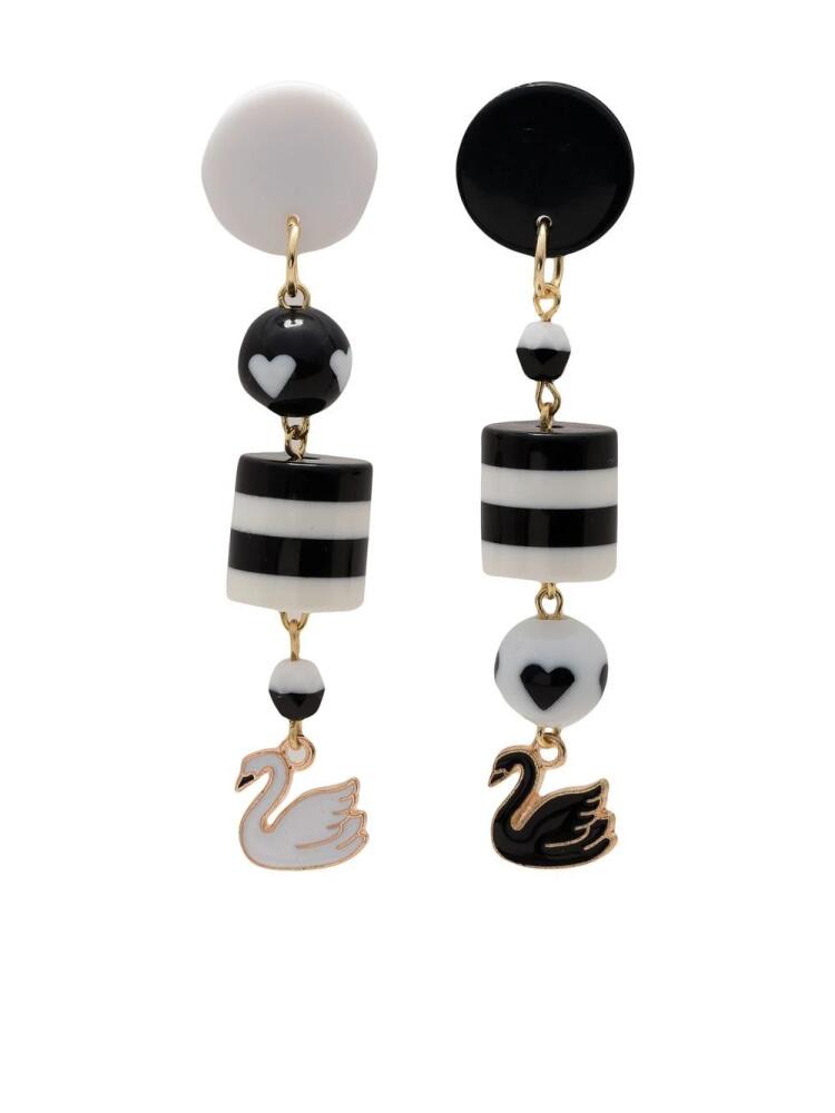 Amir Slama swan charm drop earrings - Black Cover