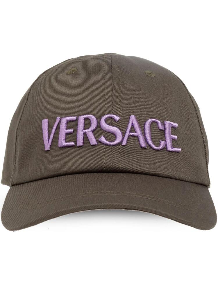 Versace logo-embroidered cotton cap - Brown Cover