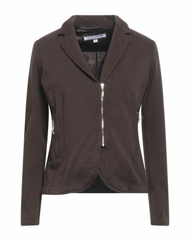 European Culture Woman Blazer Brown Cotton, Viscose, Elastane Cover