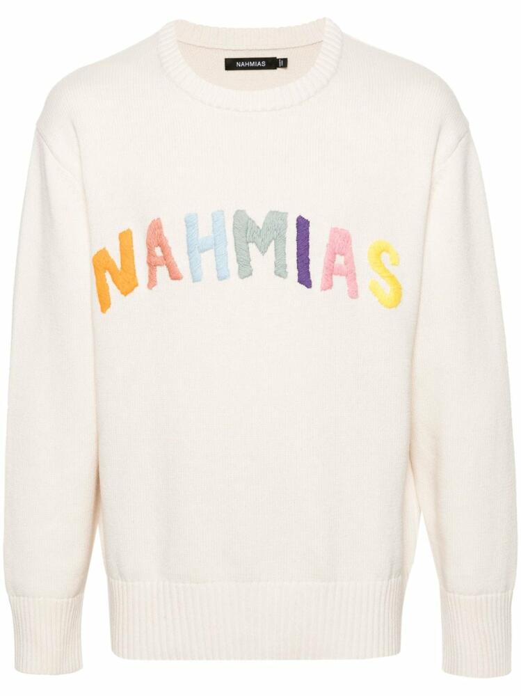 Nahmias Rainbow logo-intarsia jumper - Neutrals Cover