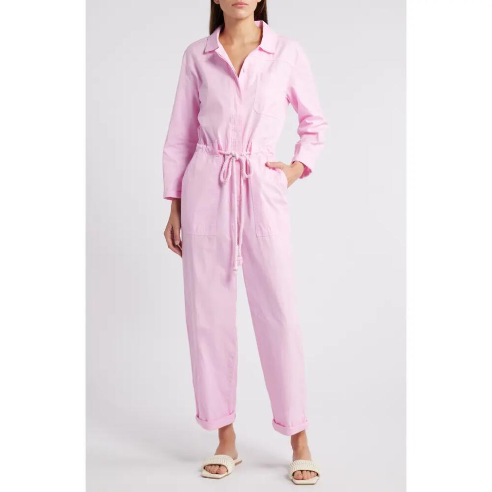 MANGO Nonstretch Denim Jumpsuit in Pink Cover