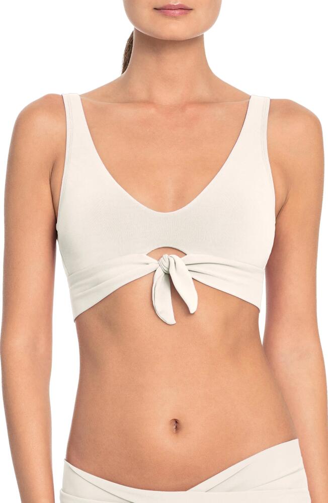 Robin Piccone Ava Knot Front Bikini Top in White Cover