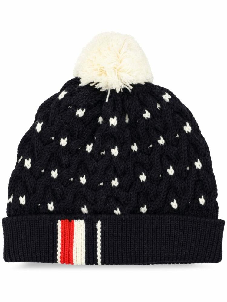 Thom Browne RWB virgin wool pompom beanie - Blue Cover