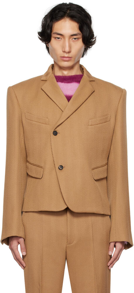 EGONlab Beige Asymmetric Blazer Cover