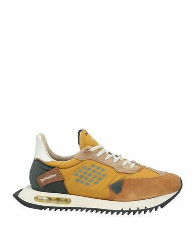 Bepositive Man Sneakers Ocher Leather, Textile fibers Cover