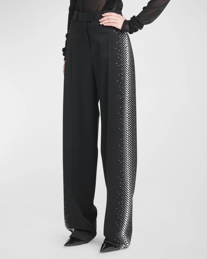 The Attico Jagger High-Rise Strass Side-Stripe Straight-Leg Pants Cover