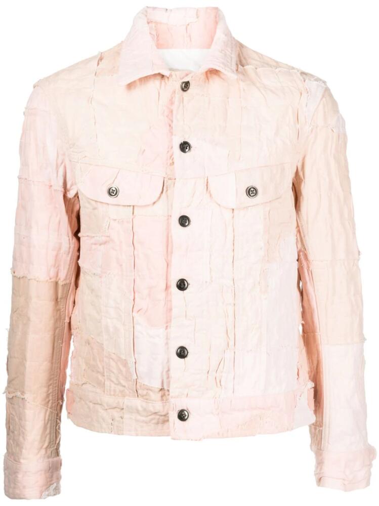 Greg Lauren distressed-effect cotton shirt jacket - Pink Cover