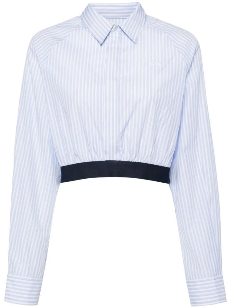 izzue striped cropped poplin shirt - Blue Cover