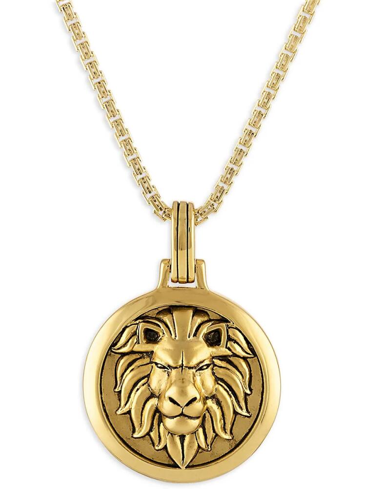 Esquire Men's 14K Goldplated Sterling Silver Lion Head Pendant Necklace Cover