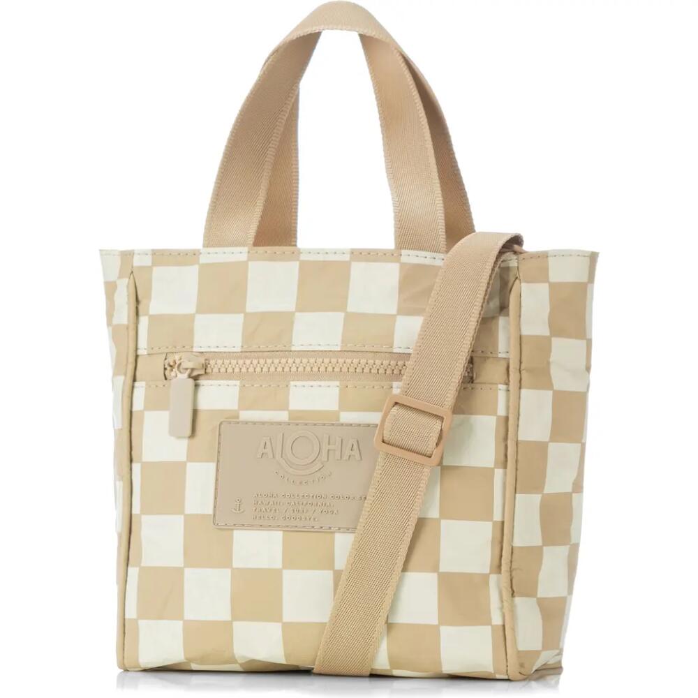 Aloha Collection Checkmate Water Resistant Tyvek® Crossbody Tote in Creme/Dune Cover