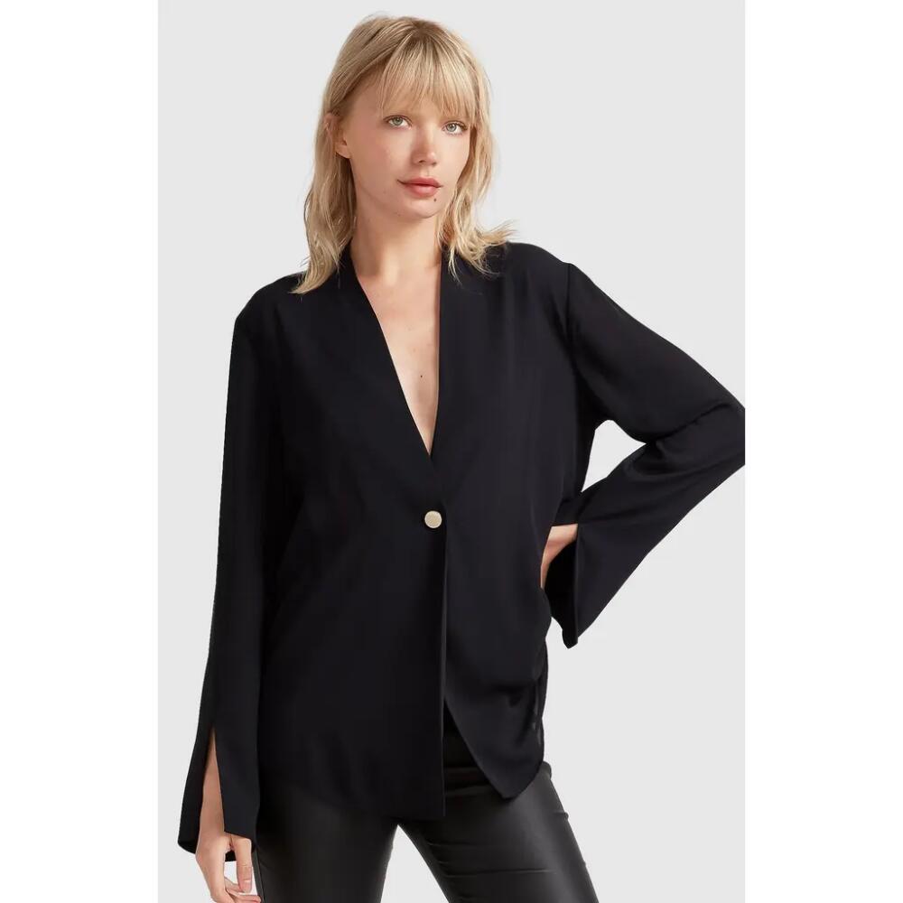 Belle & Bloom Sheer Genius Lightweight Blazer in Black Cover