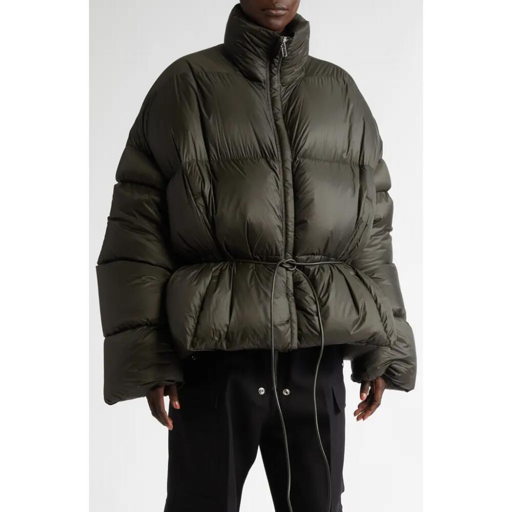 Rick Owens Sail Duvet Belted Down Puffer Jacket in Forest Cover