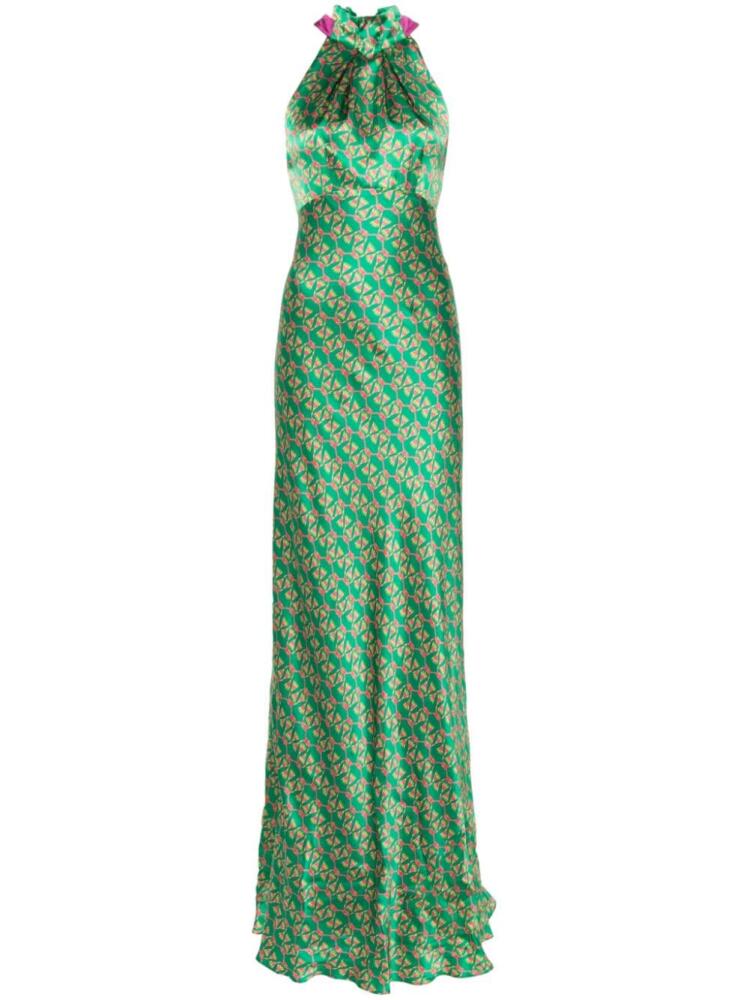 Saloni Michelle halterneck gown - Green Cover