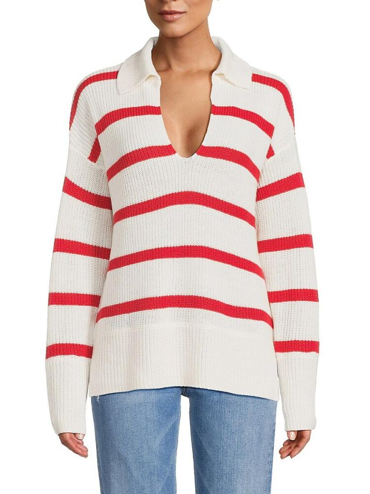 RD style Women's Second Skin Stripe Polo Sweater - Winter Cover