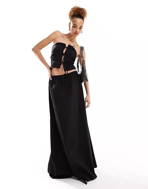 Lioness drawstring waist maxi skirt in black - part of a set Cover