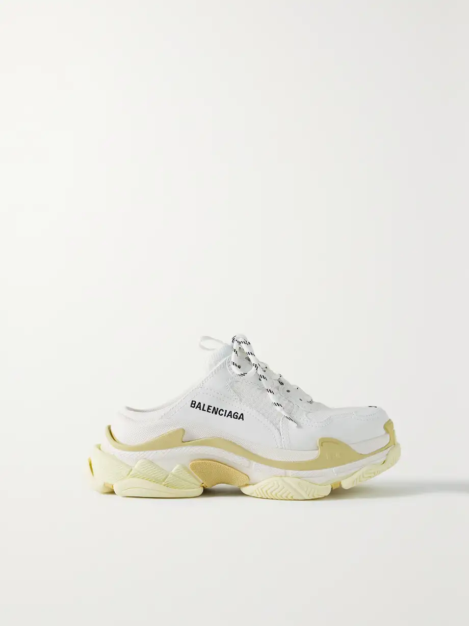 Balenciaga - Triple S Logo-embroidered Faux Leather And Mesh Slip-on Sneakers - White Cover