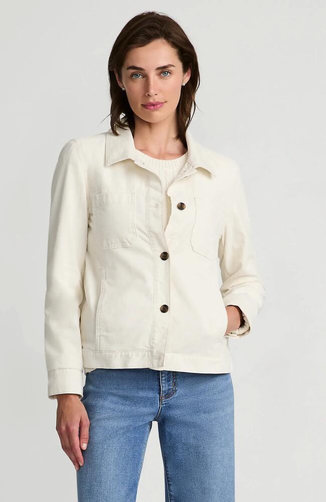 Lands' End Women's Corduroy Cropped Button Front Jacket in Ivory Cover