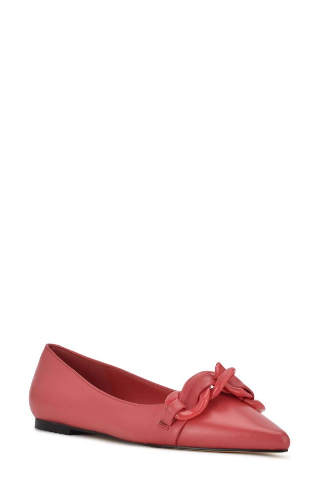 Nine West Buyme Pointed Toe Flat in Coral Leather Cover