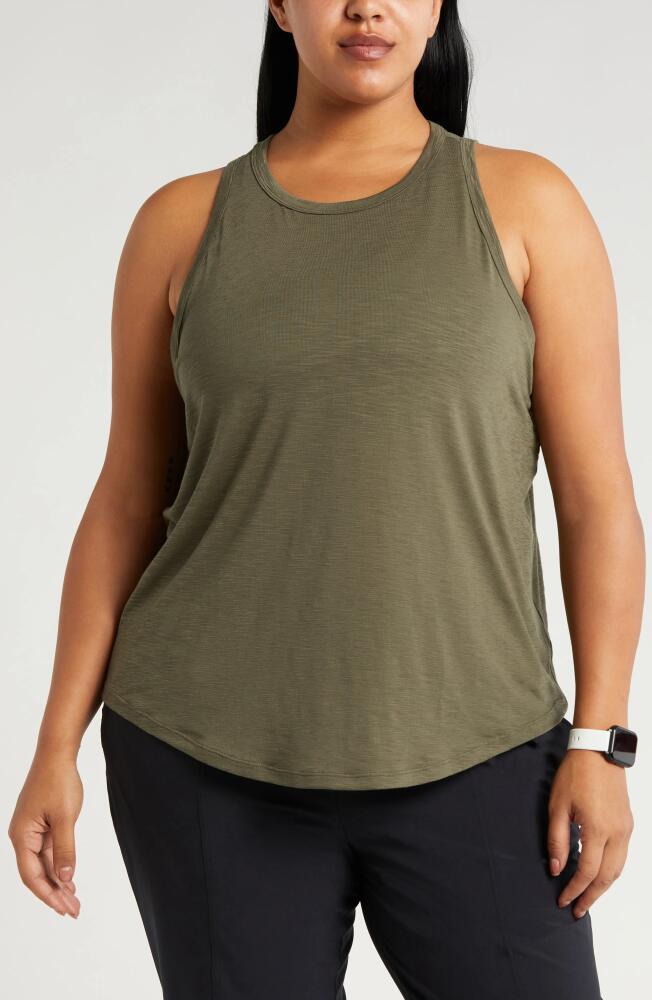 zella Spark Slub Jersey Tank in Olive Night Cover