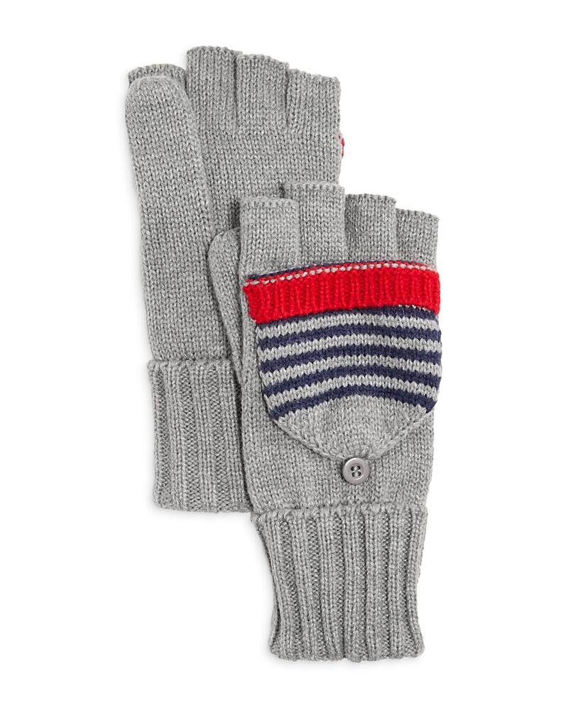 Aqua Striped Pop Top Knit Mittens - Exclusive Cover