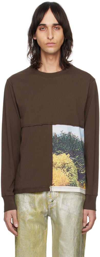 Eckhaus Latta Brown Lapped Long Sleeve T-Shirt Cover