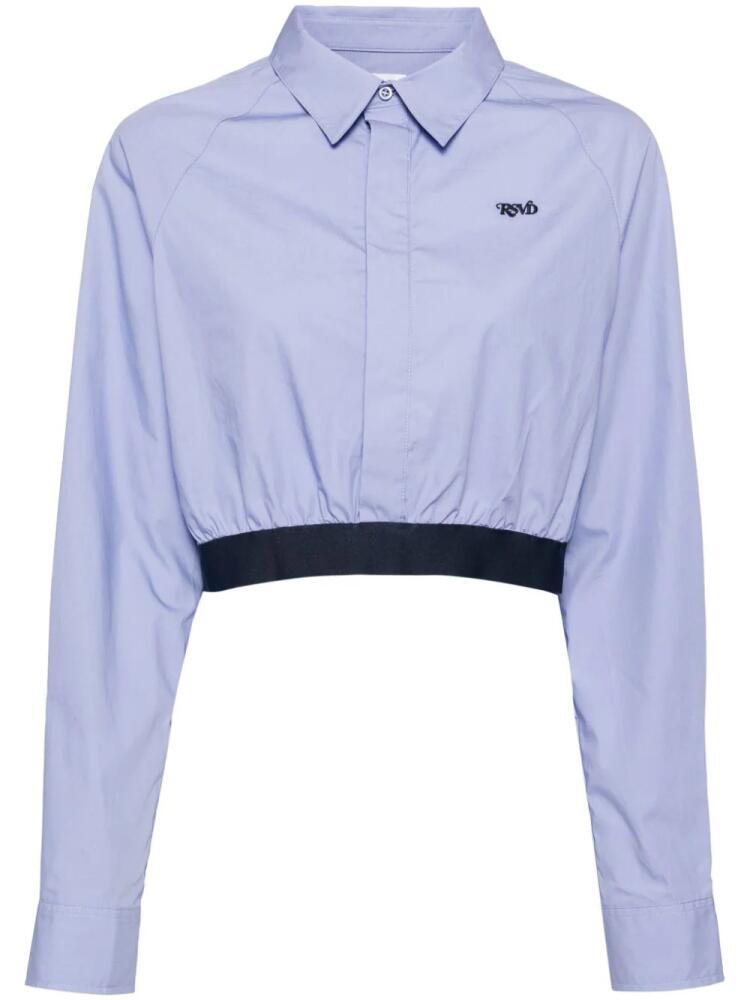 izzue logo-embroidered cropped poplin shirt - Blue Cover