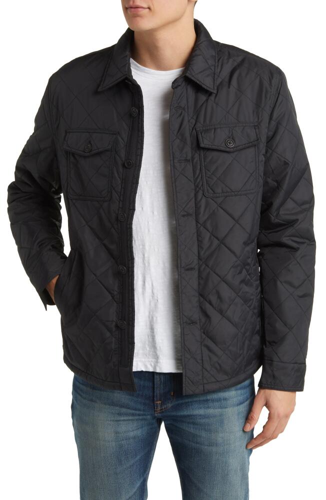 The Normal Brand Quilted Faux Shearling Lined Shacket in Black Cover