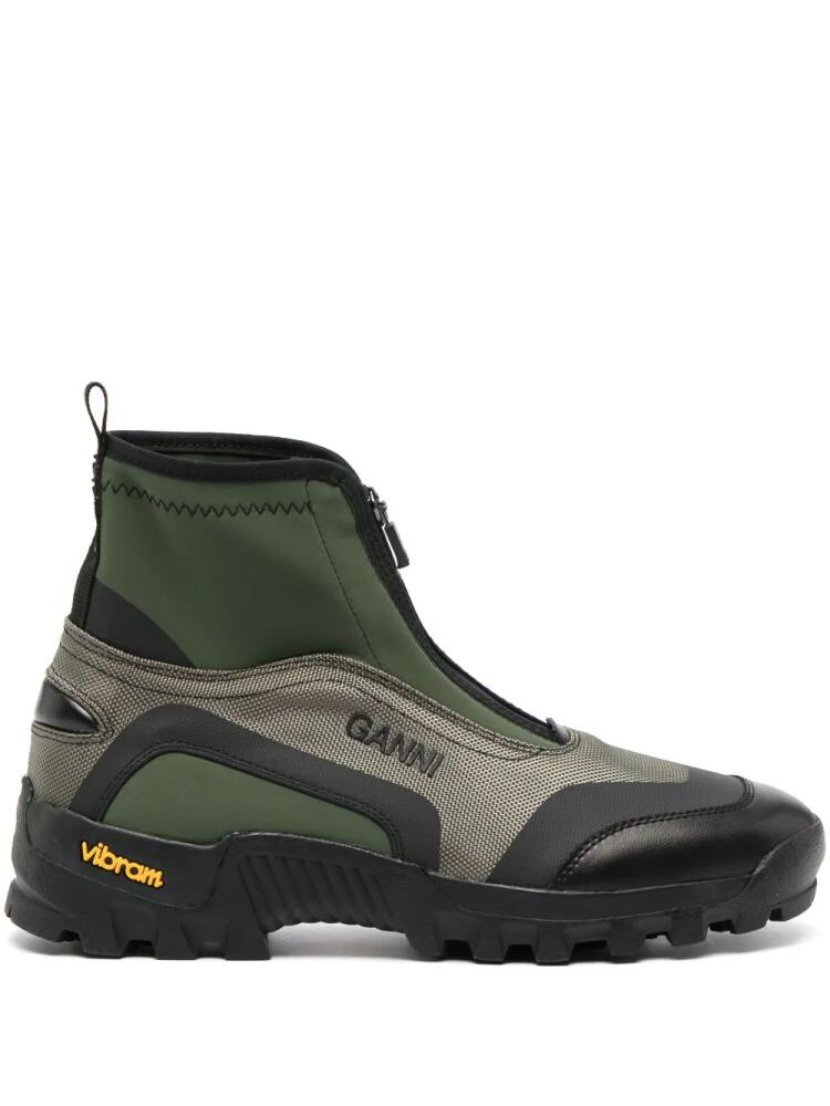 GANNI logo-patch high-top sneakers - Green Cover