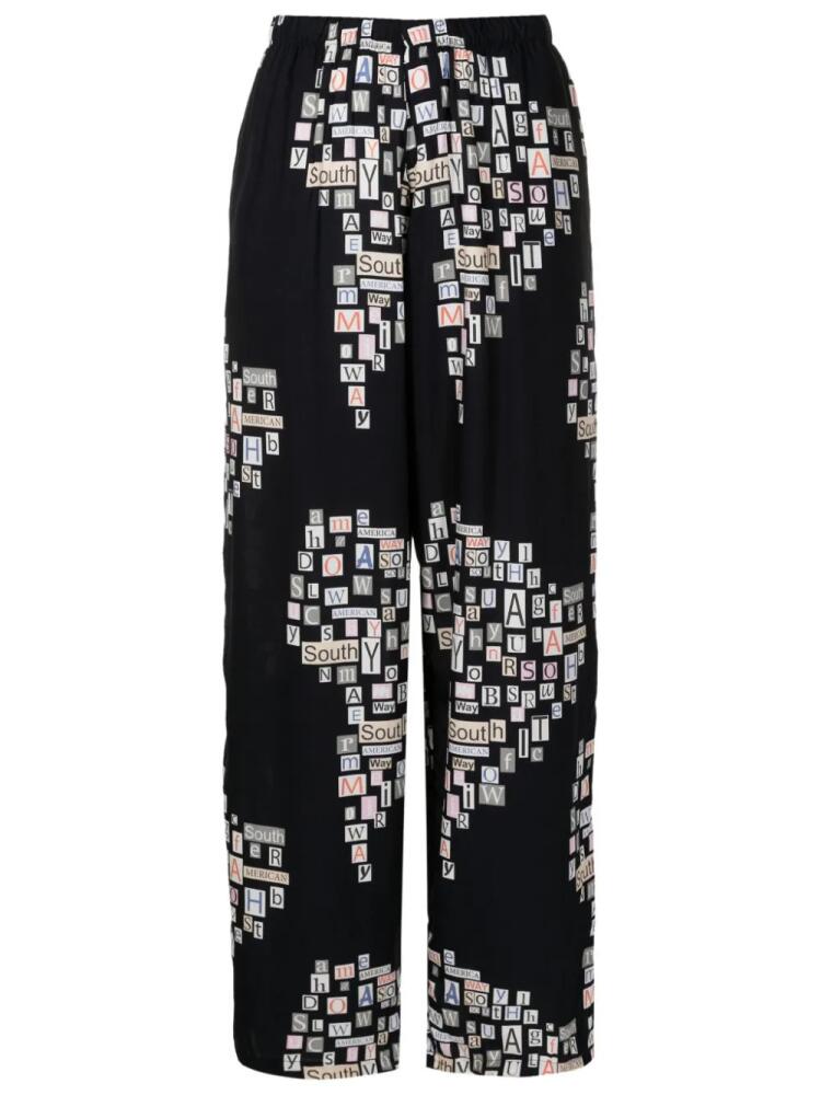 Amir Slama text-print straight-leg trousers - Black Cover