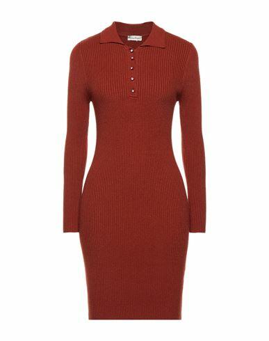 Cashmere Company Woman Mini dress Rust Wool, Cashmere, Nylon, Elastane Cover