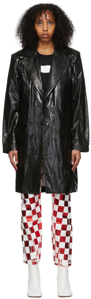 MM6 Maison Margiela Black Faux-Leather Coat Cover