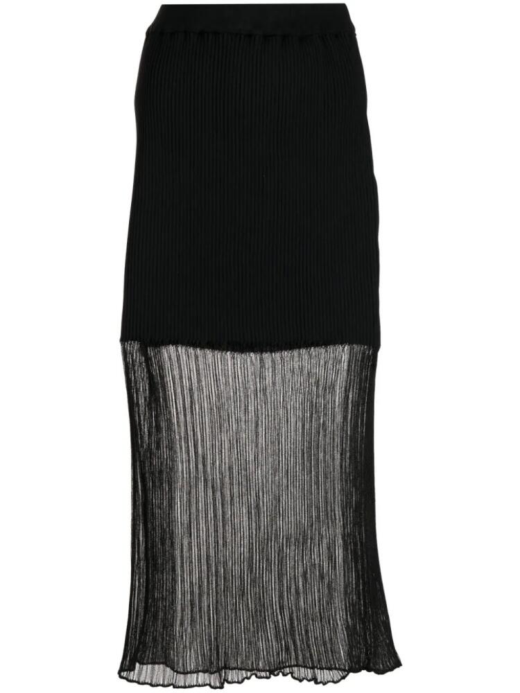 CFCL Lucent ribbed-knit fluted midi skirt - Black Cover