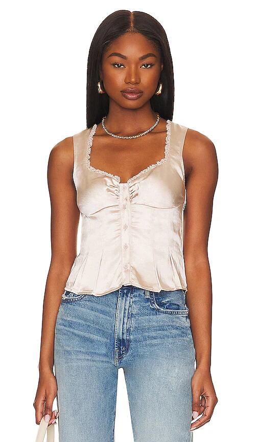 MORE TO COME Mina Bustier Top in Taupe Cover