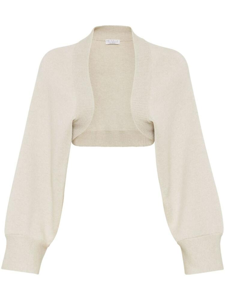 Brunello Cucinelli cashmere-blend cropped cardigan - Neutrals Cover