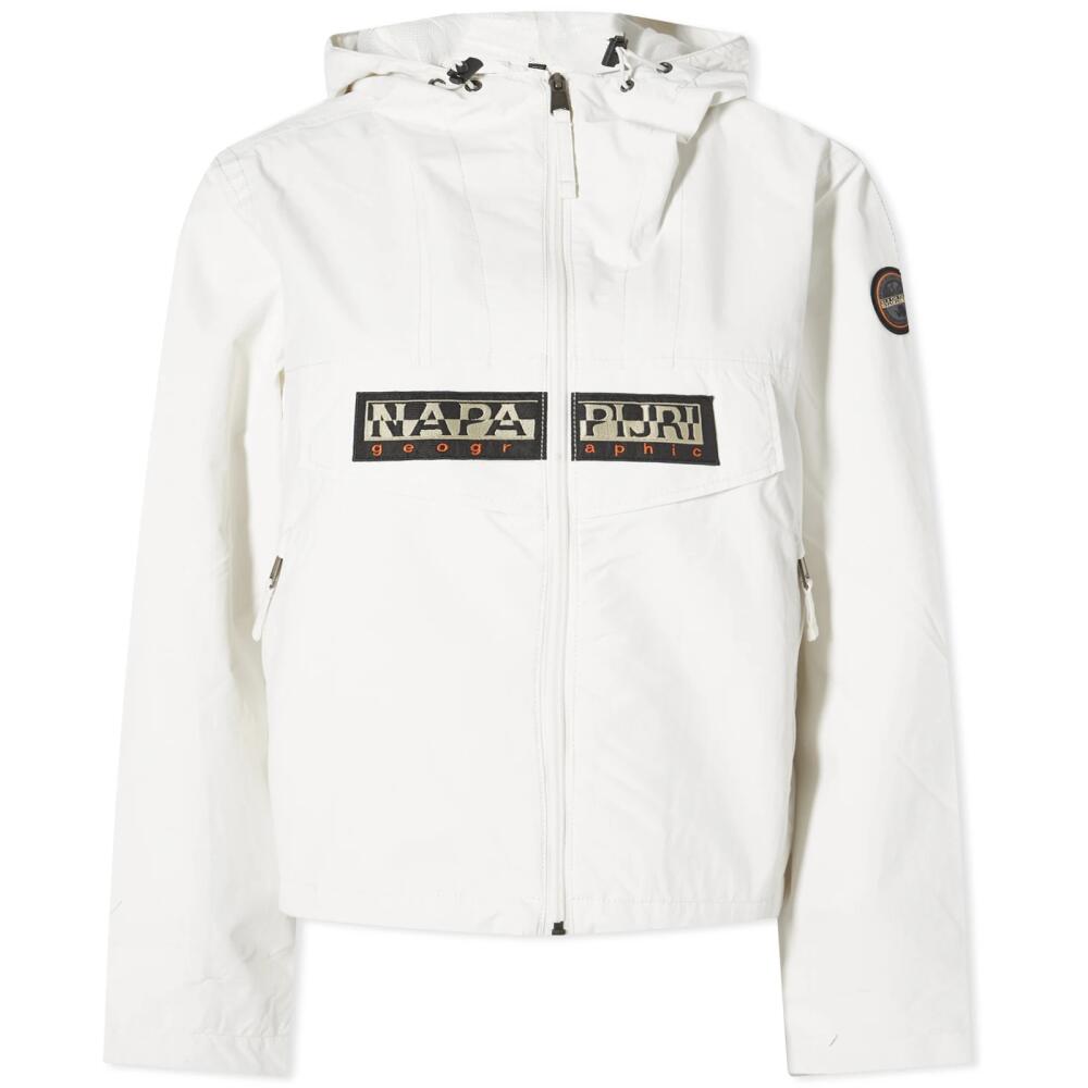 Napapijri Women's Zip Rainforest Windbreaker Jacket in White Whisper Cover