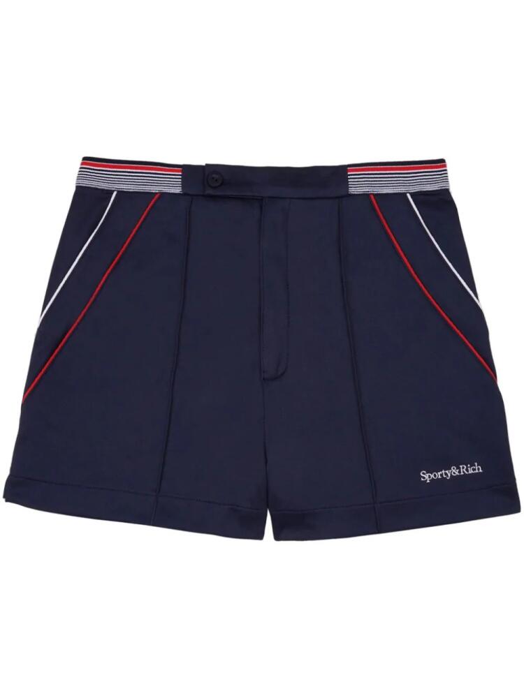 Sporty & Rich Serif Logo Borg mini shorts - Blue Cover