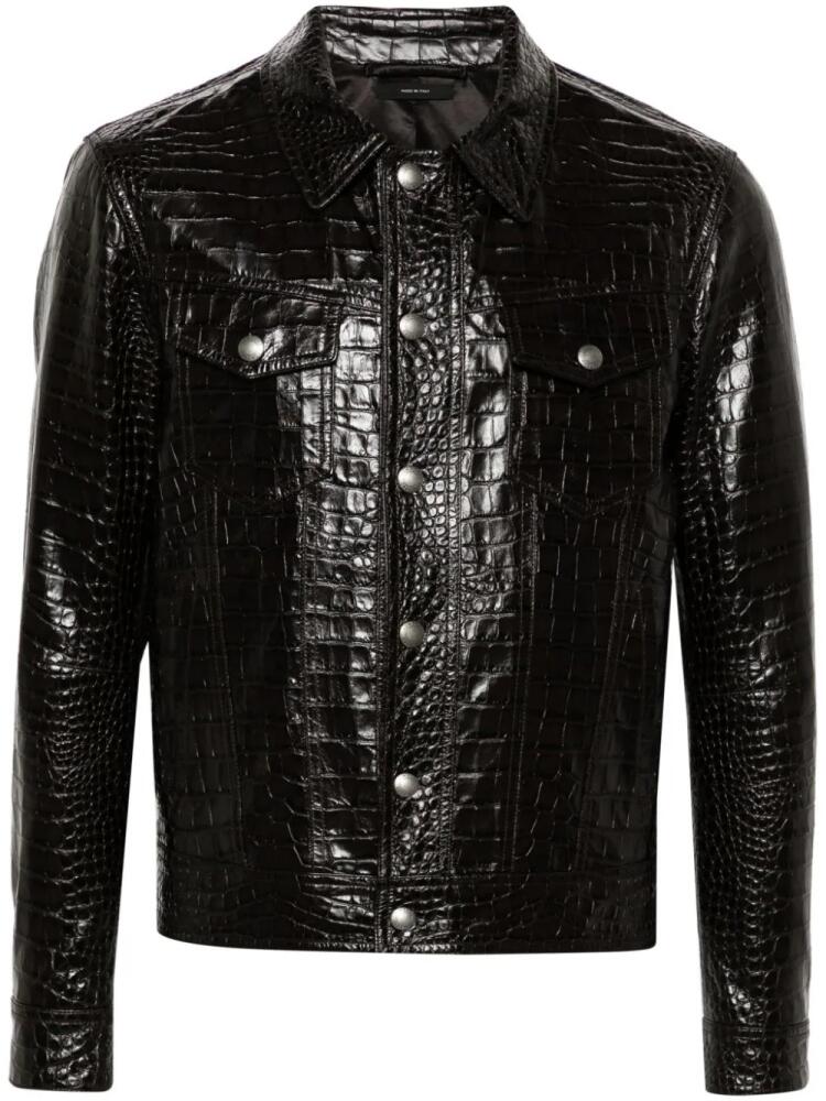 TOM FORD croc leather jacket - Brown Cover