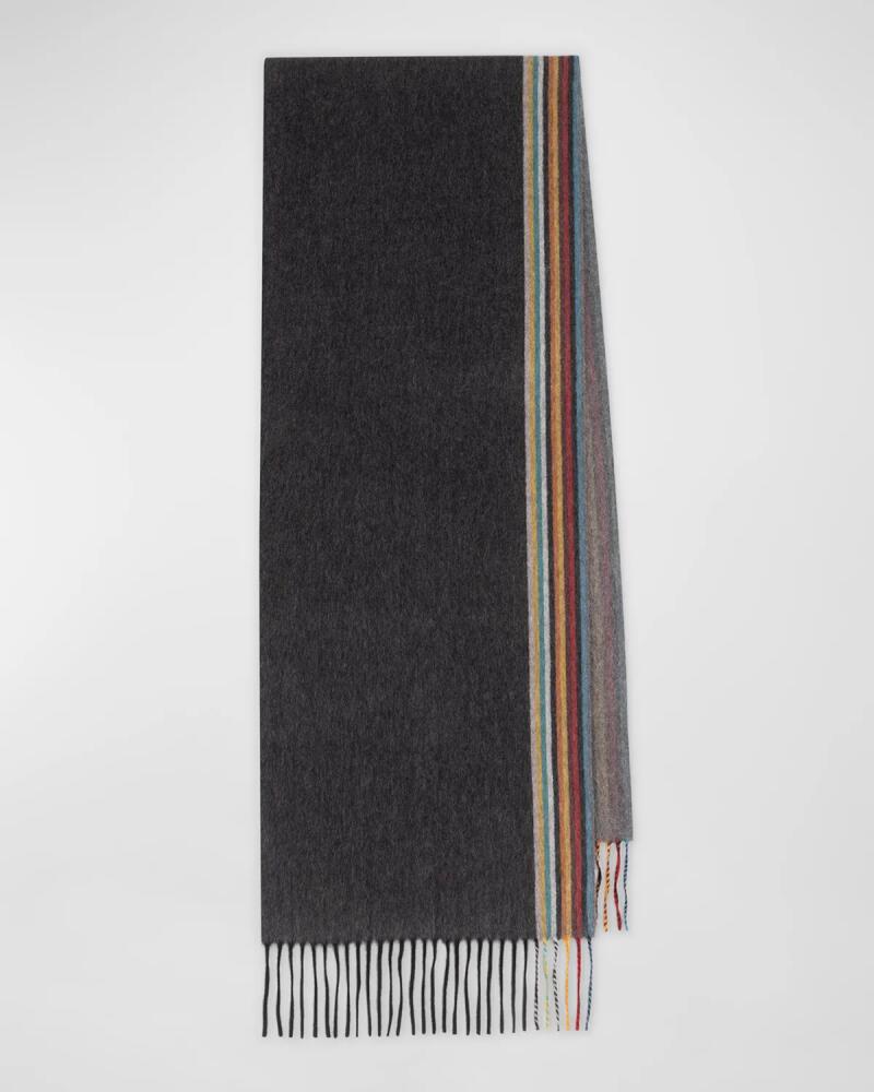 Paul Smith Men's Cashmere Signature Stripe Edge Scarf Cover