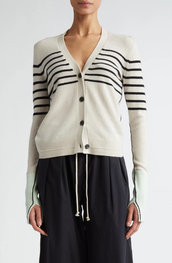 Maria McManus Stripe Slim Cardigan in Crema Stripe Cover